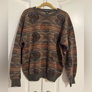 Neiman Marcus Multicolor Paisley Crewneck Sweater